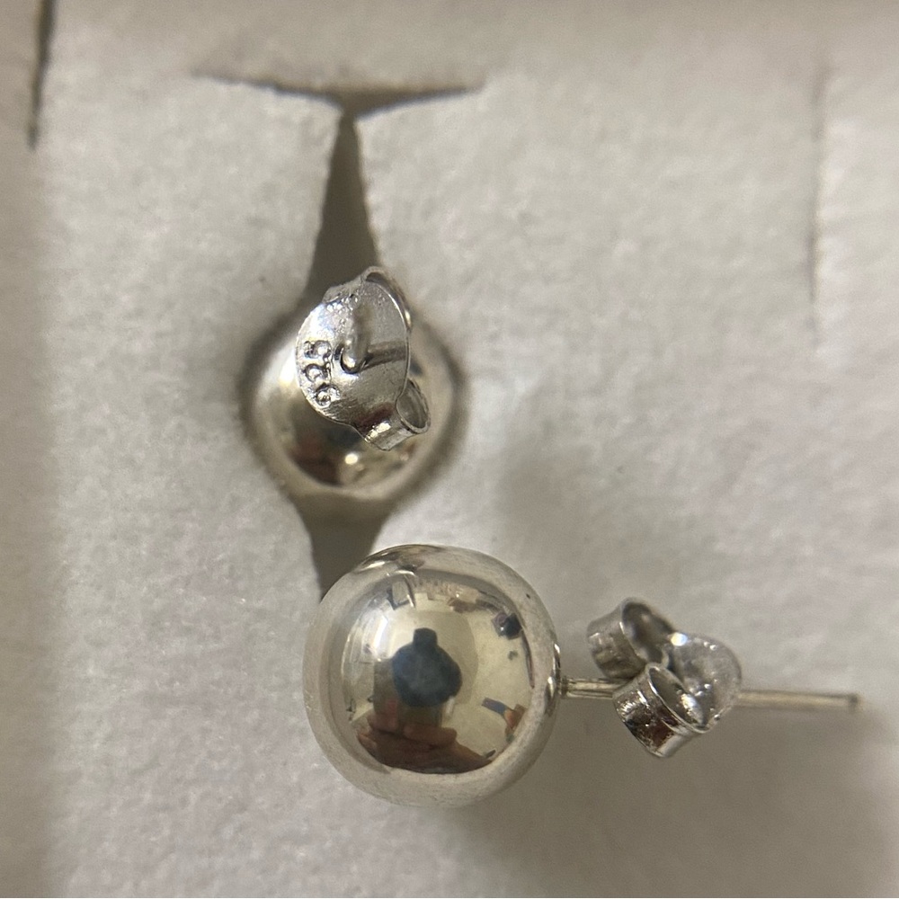 Sterling Silver Ball Earrings 1 - Picture 5 of 5